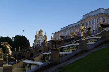 Grand Peterhof Palace and The Grand Cascade and Samson Fountainのeditorial素材