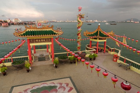 GEORGETOWN, MALAYSIA - MAY 29: closeup view of Hean Boo Thean Kuanyin Chinese Buddhist temple in Clan Jetties. Built on stilts over the harbor of George Townのeditorial素材