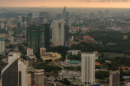 Kuala Lumpur, Malaysia - November 17. 2016: Dramatic scenery of the KualaLumpur city at sunset, from the KL-Tower Menara KL .のeditorial素材