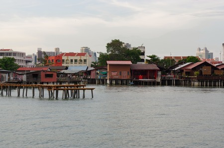 GEORGETOWN, PENANG, MALAYSIA - APRIL 18, 2016: the Lee Jetty is a small village built on water by the Chinese clan in the 19th century, as they could not get land.のeditorial素材