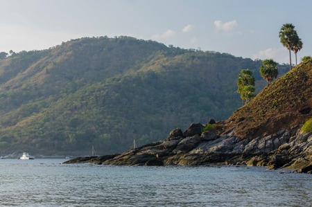 View of Yanui Beach and Koh Kaeo Noi on Phuket island, Andaman Sea in South Thailand.の写真素材