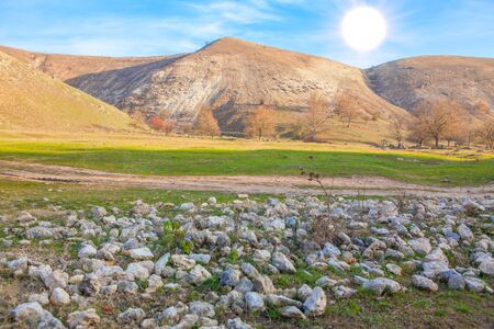 sun over the hills