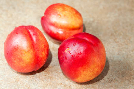 three red nectarinesの写真素材