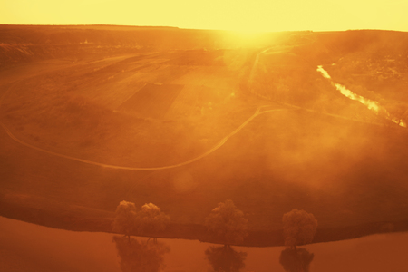 valley in the eveningの写真素材