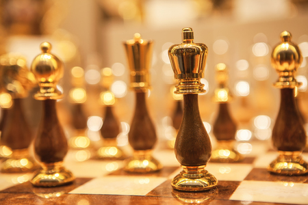 golden chess figuresの写真素材