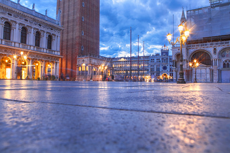 Piazza San Marco in the nightのeditorial素材