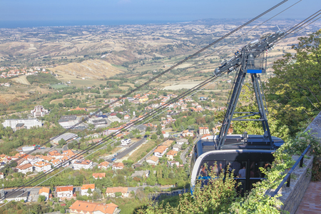 Cable way in San Marinoの写真素材