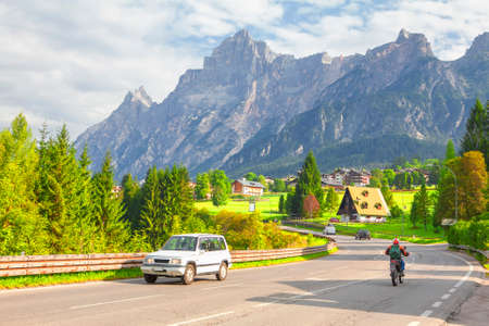 scenic highway near mountainsの写真素材