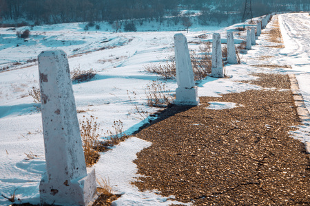 pedestrian path in the winterの写真素材