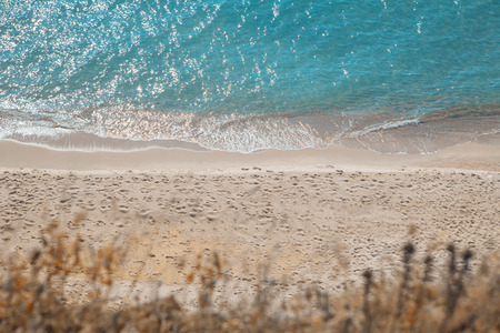 aerial view of sunny beachの写真素材