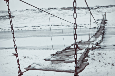 hanging old bridgeの写真素材