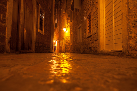 night scene in old townの写真素材