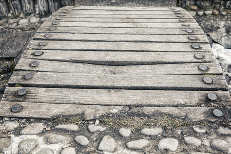 old wooden bridgeの写真素材
