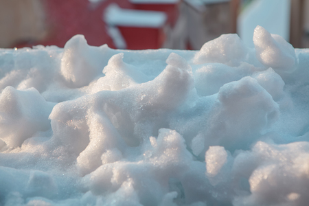 details of winter ,snow in the roofの写真素材