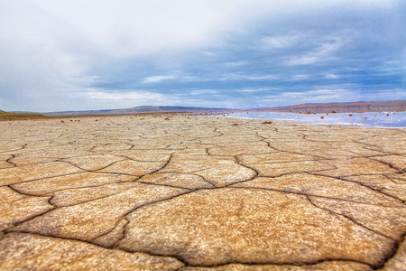 effects of climate change , landscape of dried lakeの写真素材