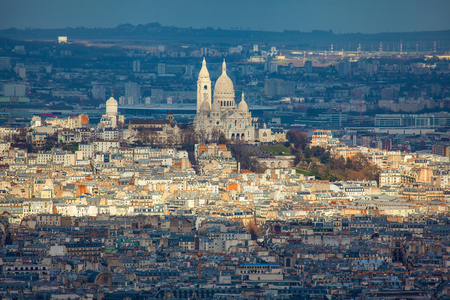 Beautiful panorama of Paris city and Basilica of the Sacred Heartのeditorial素材