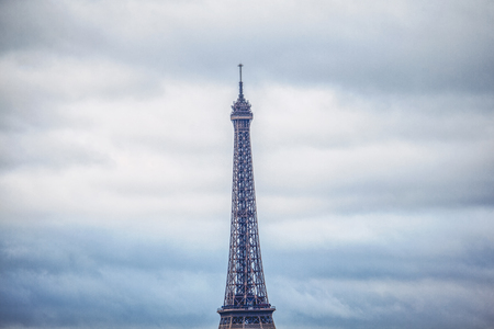 tower in Paris against cloudsの写真素材