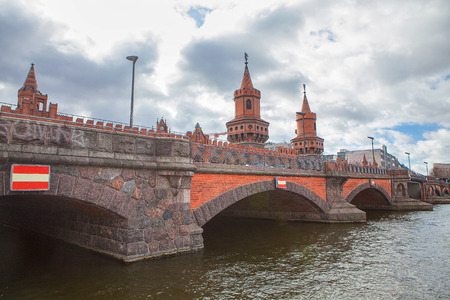 famous Oberbaum Bridge in Berlinの写真素材