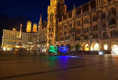 Munich Marienplatz in the nightの写真素材