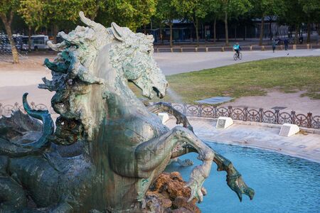 horse of Girondins fountain in Bordeaux , Franceの写真素材