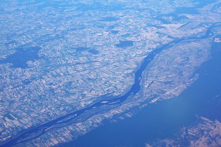 aerial map of fields and river