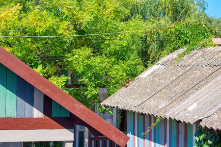houses with slate roofs in the villageの写真素材