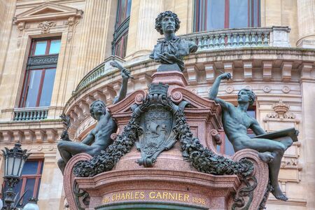 sculpture of Charles Garnier the architect of the Paris Operaのeditorial素材