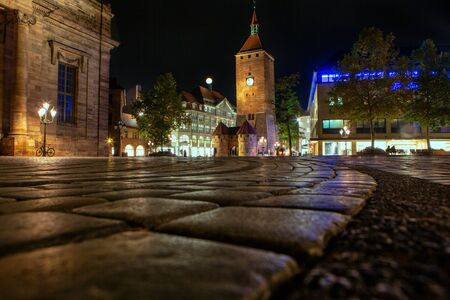 Nuremberg famous Hauptmarkt square in the night