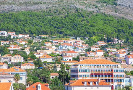 View of houses in residential distinct in Dubrovnikの写真素材