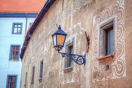 old street lamp in medieval townのeditorial素材