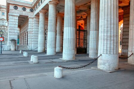 Burgtor columns from Burg Ring in Viennaの写真素材