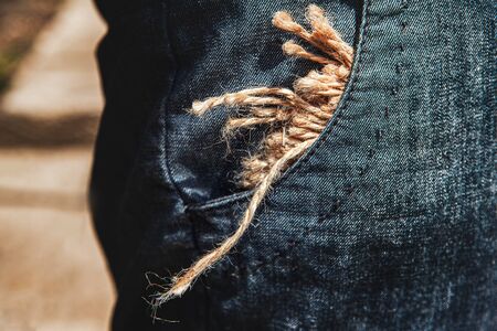 farmer's pocket with ropes for tying plantsの写真素材
