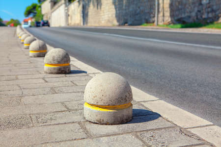 Anti Parking Concrete Spheres at the pavement edge