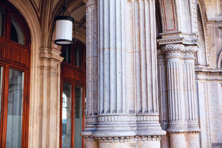 Marble columns in roman style . Architecture details of Opera Vienna