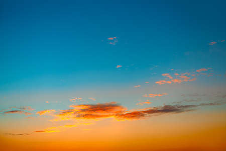 Blue and orange tones of evening sky