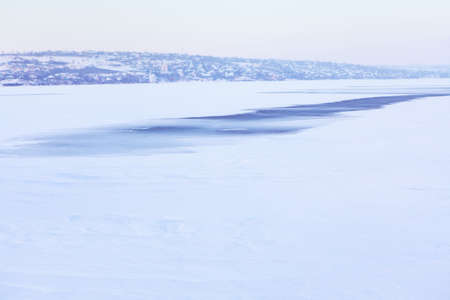 Arctic village landscape . Winter scenery with frost natureの写真素材