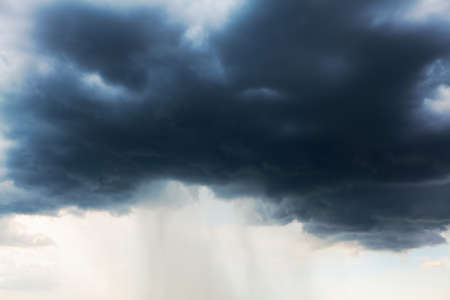 Dark clouds with torrential rain . Nebulosity with heavy rain