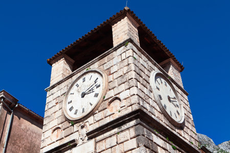 Bell Tower with horology . Medieval Clock towerの写真素材