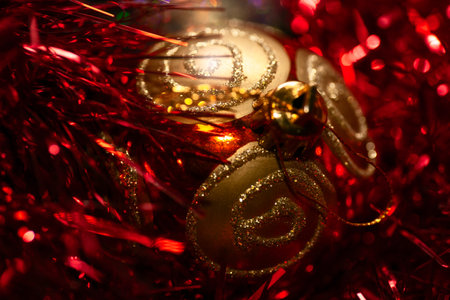 Glittering Christmas Decoration in Red Tonesの写真素材