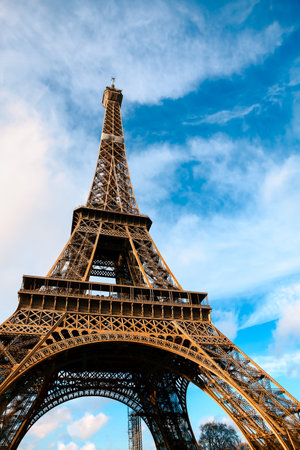 Nearby Eiffel Tower . Architectural symbol of Parisの写真素材