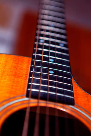 Guitar rosette and sound hole with stringsの写真素材