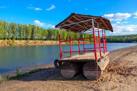 Handmade Ferry made by Metallic Barrels . Ferry for small riverの写真素材