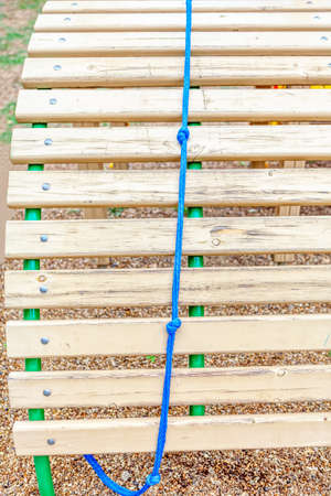 Kids rope bridge made by wooden planks
