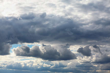 Blue and gray clouds , windy weather cloudscapeの写真素材