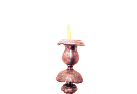Candle on the Candlestick . Antique Candle Holderの写真素材