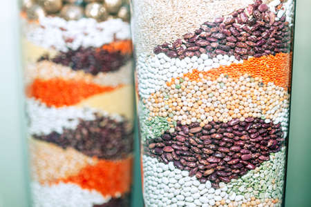 Bean grains assortis â€‹collection in the glass containe