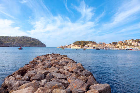 Port de Soller Balearic Islands Spain . Port of the town of Soller in Mallorca