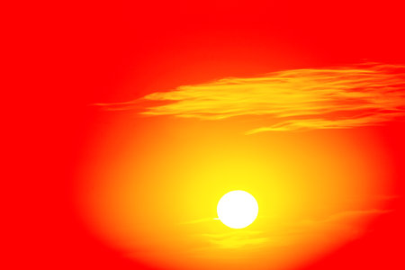 Red sky with sunset . Sun disk in the twilightの写真素材
