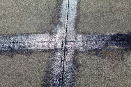 Roof joint sealing with resin . Rooftop surfaceの写真素材