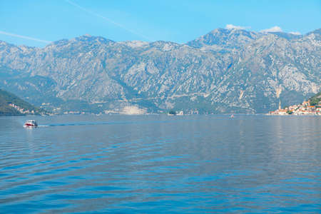 Stunning Bay of Kotor in Montenegro . Coastal Balkans mountains